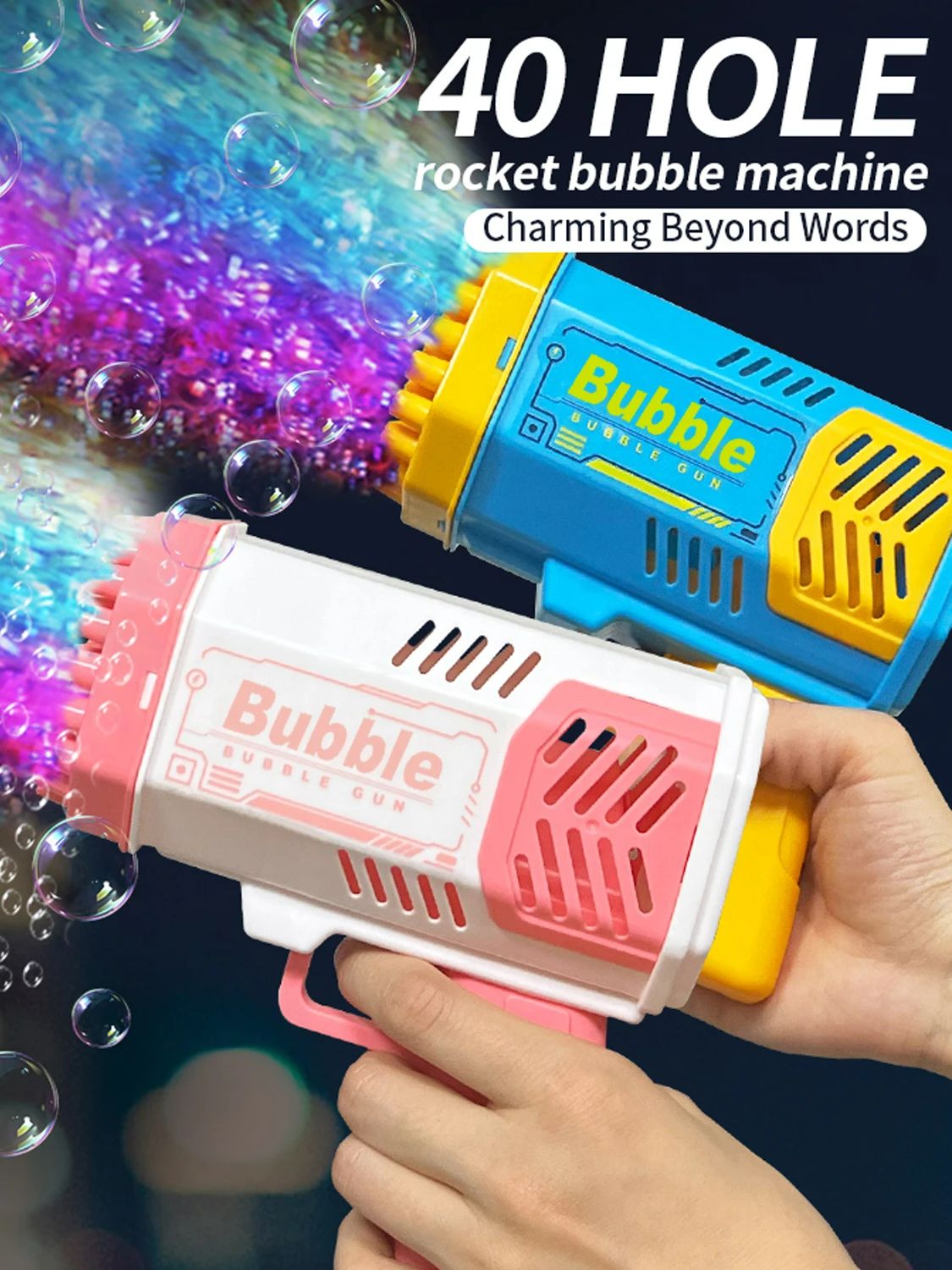 40 Hole Bubble Machine Fully Automatic Bubble Blowing Light Outdoor Bubble Machine without Battery without Bubble Water