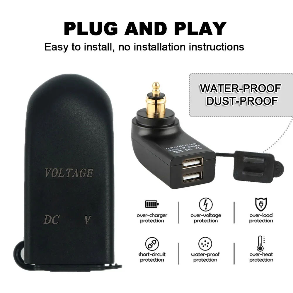 Аксессуары для мотоциклов, зарядное устройство с двумя USB-портами для BMW R1200RT R1250GS R1200GS F800ST F800R F800GS R1300GS ADV R12 Hella DIN разъем