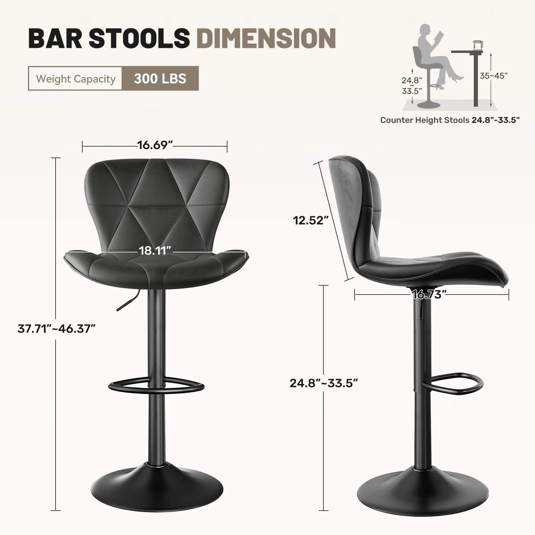 Sgabelli da bar 2 pezzi, 360 °   Rivestimento girevole in ecopelle, altezza bancone regolabile, per bar, cucine, mobili per ristoranti