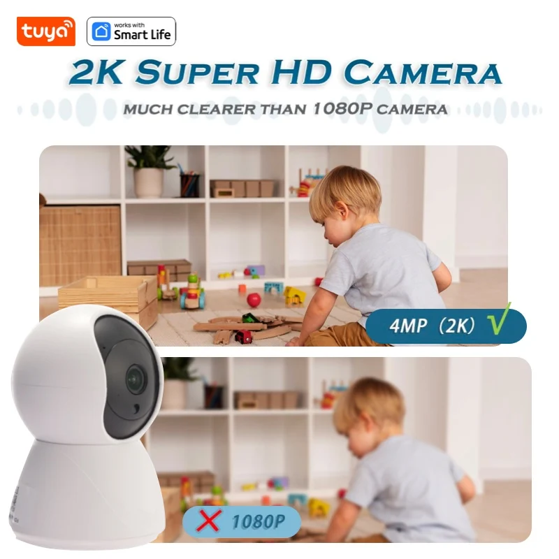 Cámara interior USB Tuya de 4MP, cámara de seguridad 2K para Monitor de bebé, cámaras Wifi PTZ para seguridad del hogar, cámara para mascotas con aplicación de teléfono