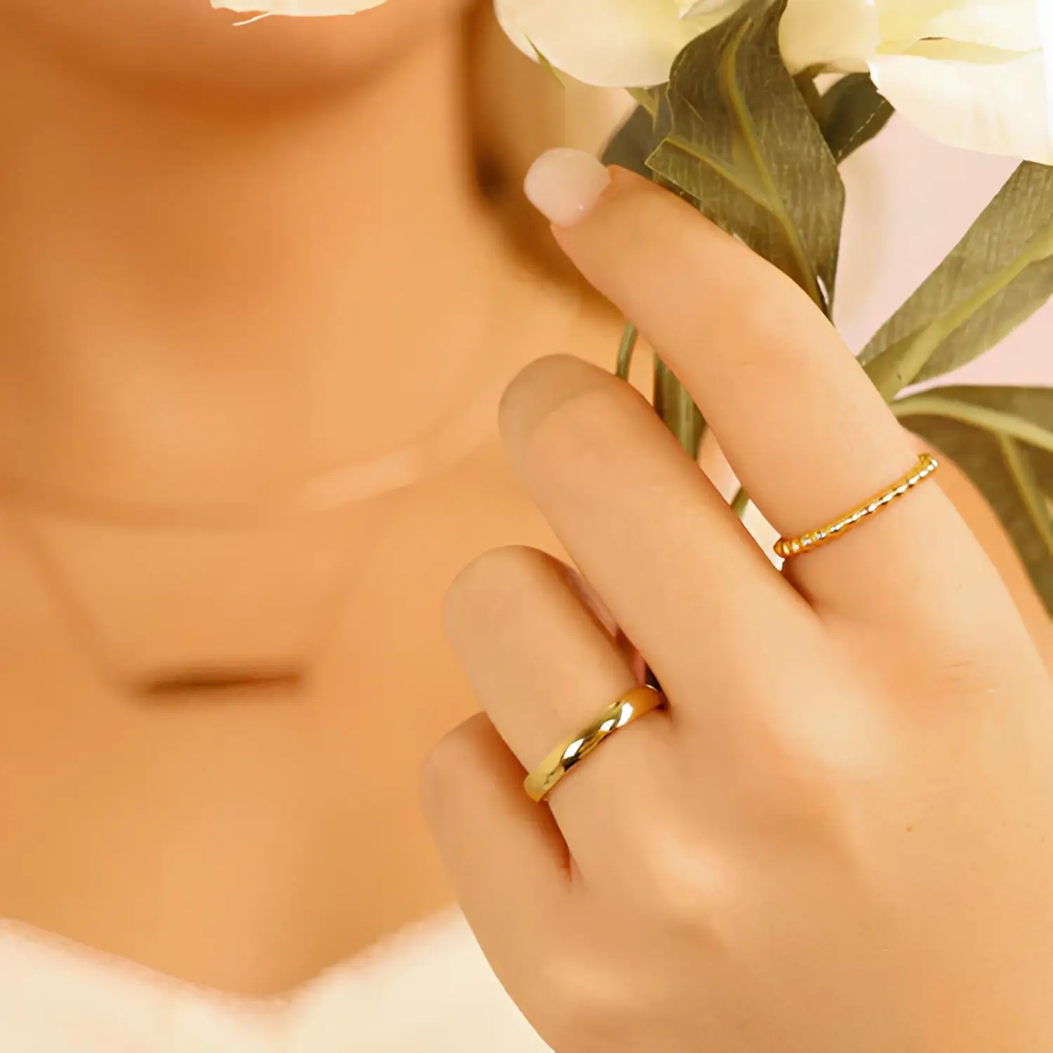 공장 직접 판매 여성을위한 2mm 3mm 4mm 5mm 6mm 8mm 약혼 밴드 반지 간단한 18K 골드 PVD 스테인레스 스틸 쥬얼리 CFR0264