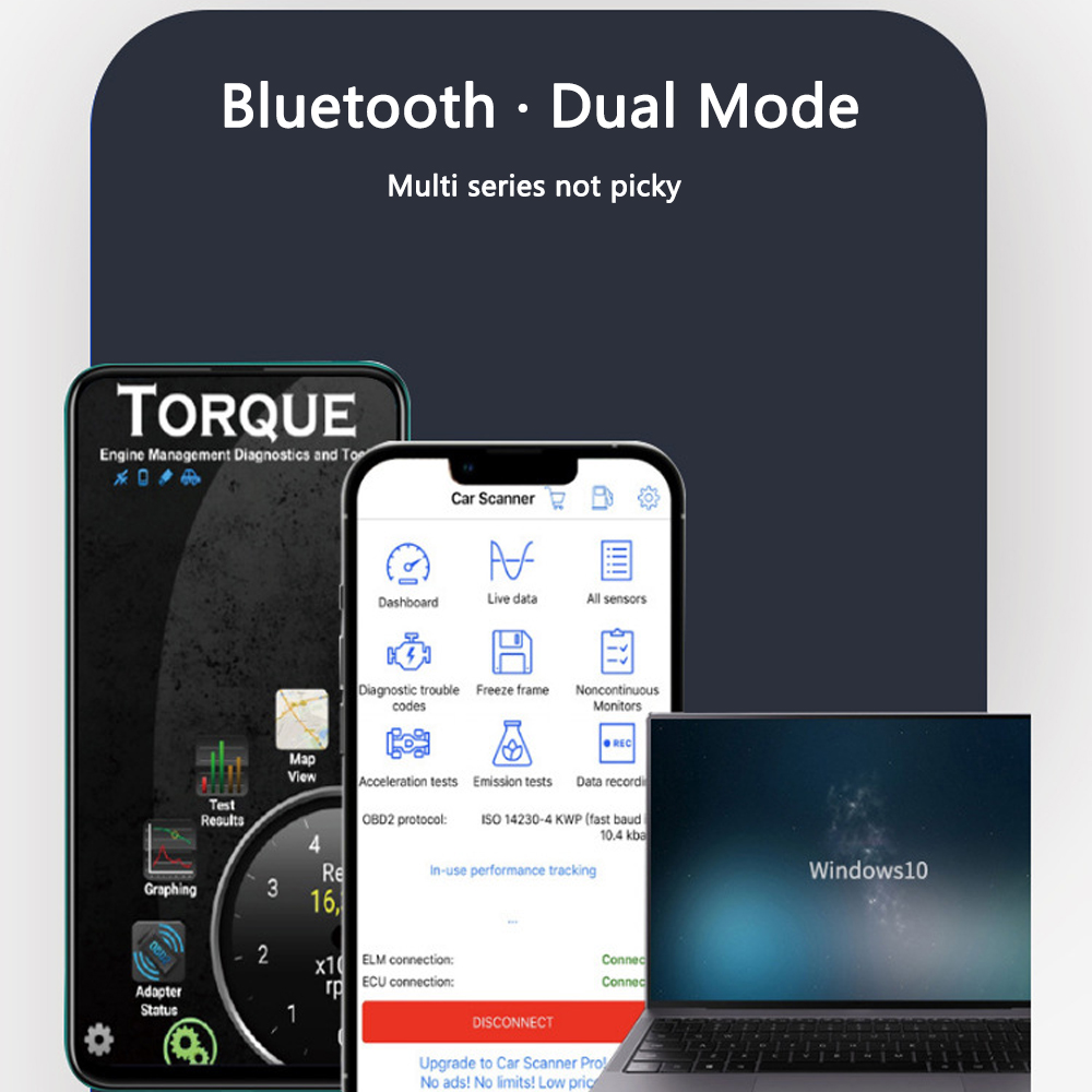 Scanner Bluetooth V1.5 Mini Elm327 OBD2, outil de Diagnostic de voiture, lecteur de Code pour Android Windows Symbian anglais
