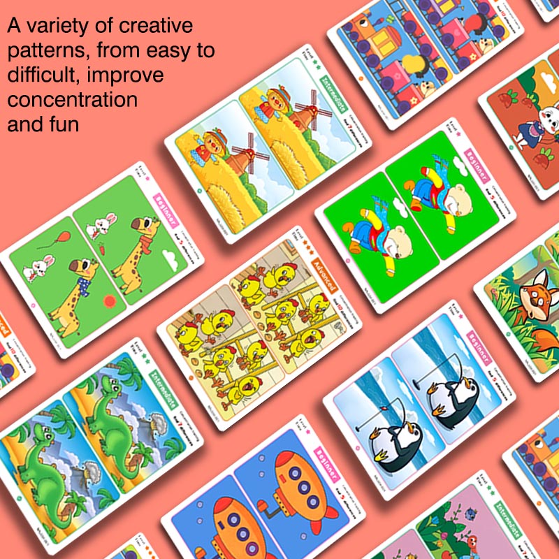 Find the Difference, Fun Concentration Training Game Pictures, Educational Items, Find Different Places, Reusable Erasable Pictures