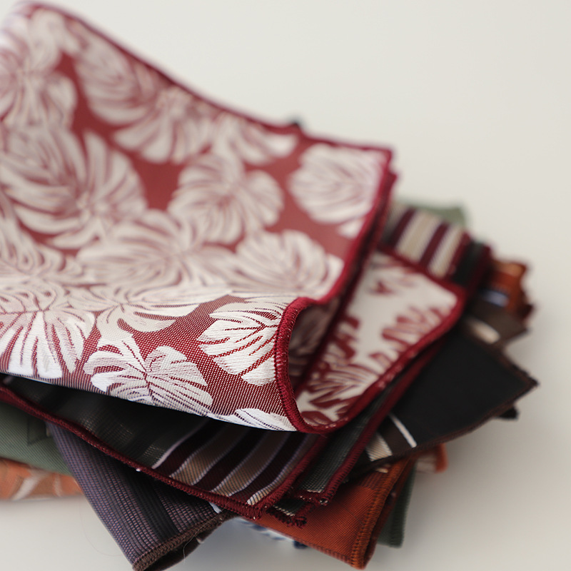 24 cm Luxe Bloemen Pochet Groen Bruin Stippen Gestreepte Zakdoek Bruiloft Pak Accessoires Formele Zachte Hanky Das