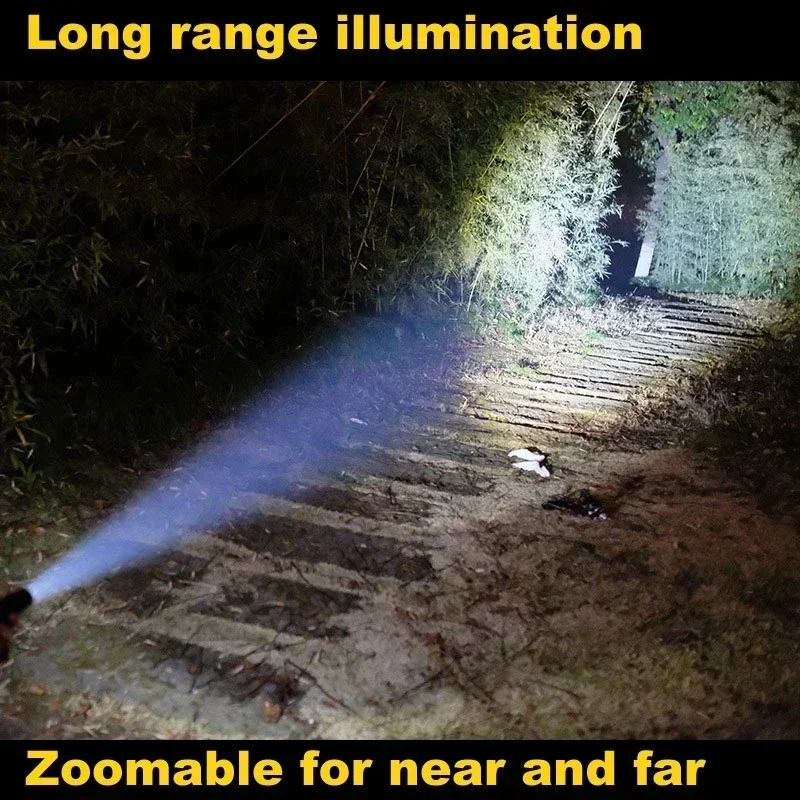 Linterna LED de bate de béisbol, aleación de aluminio, enfocable, con zoom, superbrillante, luz de mazza de autodefensa, bastón táctico, antorcha de emergencia