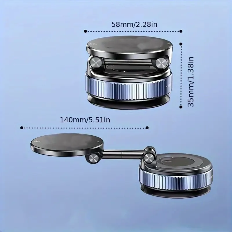 New[N52 Magnetic Phone Holder] 360° Rotatable  Phone Holder |  Foldable Design, Vacuum Suction Cup | Perfect for Car Dashboard