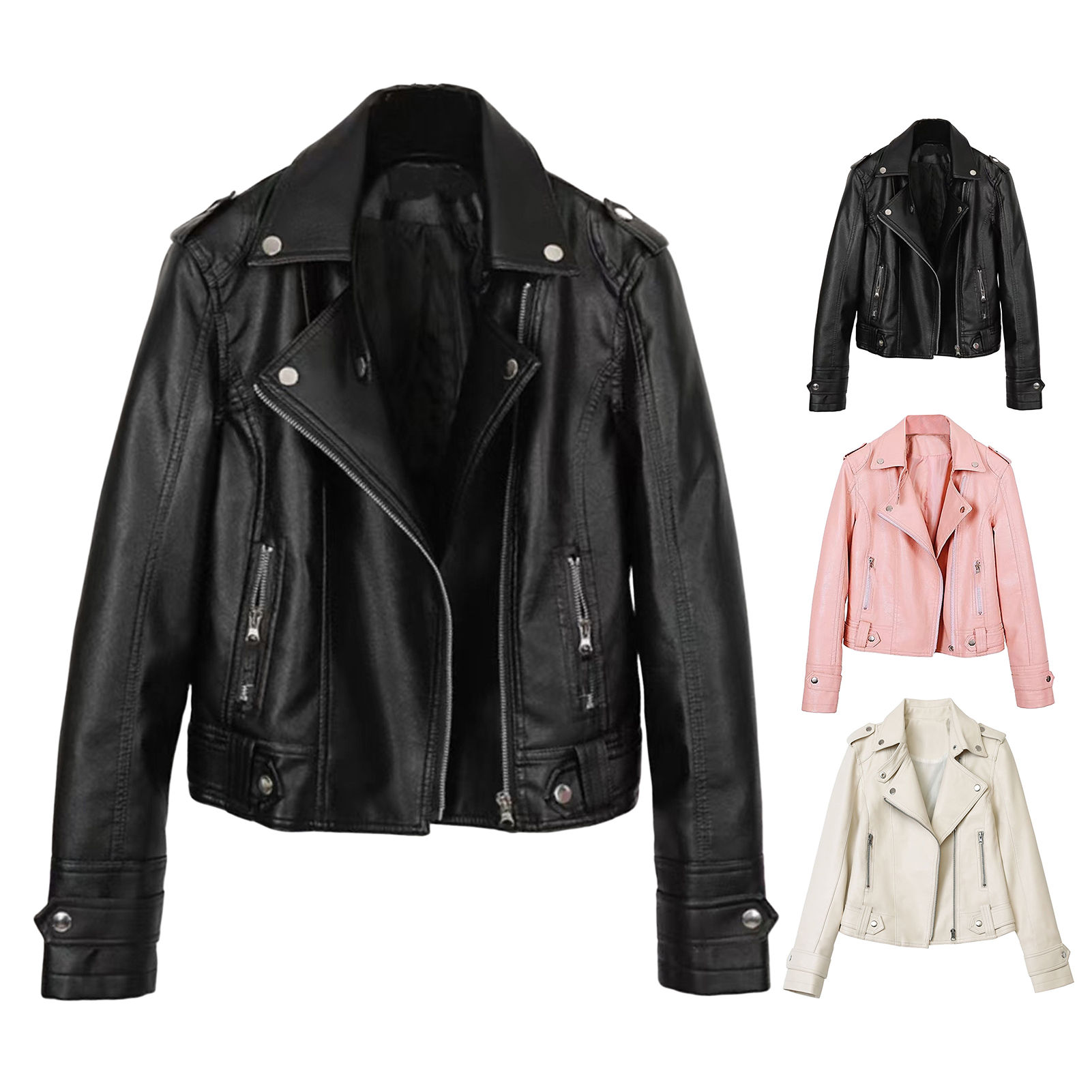 Outono jaqueta curta sólida feminina moto biker jaquetas finas senhoras legal jaqueta de couro falso fino curto outwear