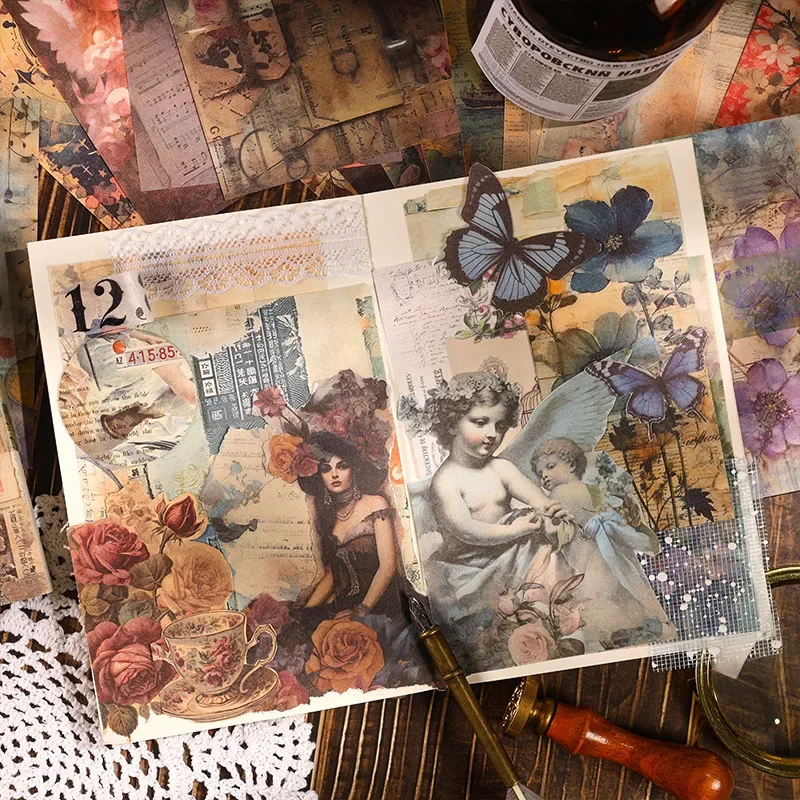 Mr. Paper-Papier de fond pour message, scrapbooking décoratif, cadre photo, carte de matériel de coucher de soleil de fleur, 100 feuilles/livre