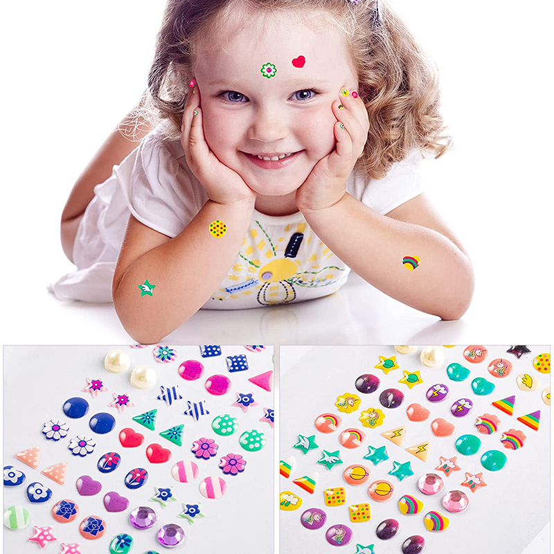 Pendientes adhesivos para niñas, gemas 3D, autoadhesivos, purpurina, artesanía de cristal, decoración de uñas, pegatinas de maquillaje