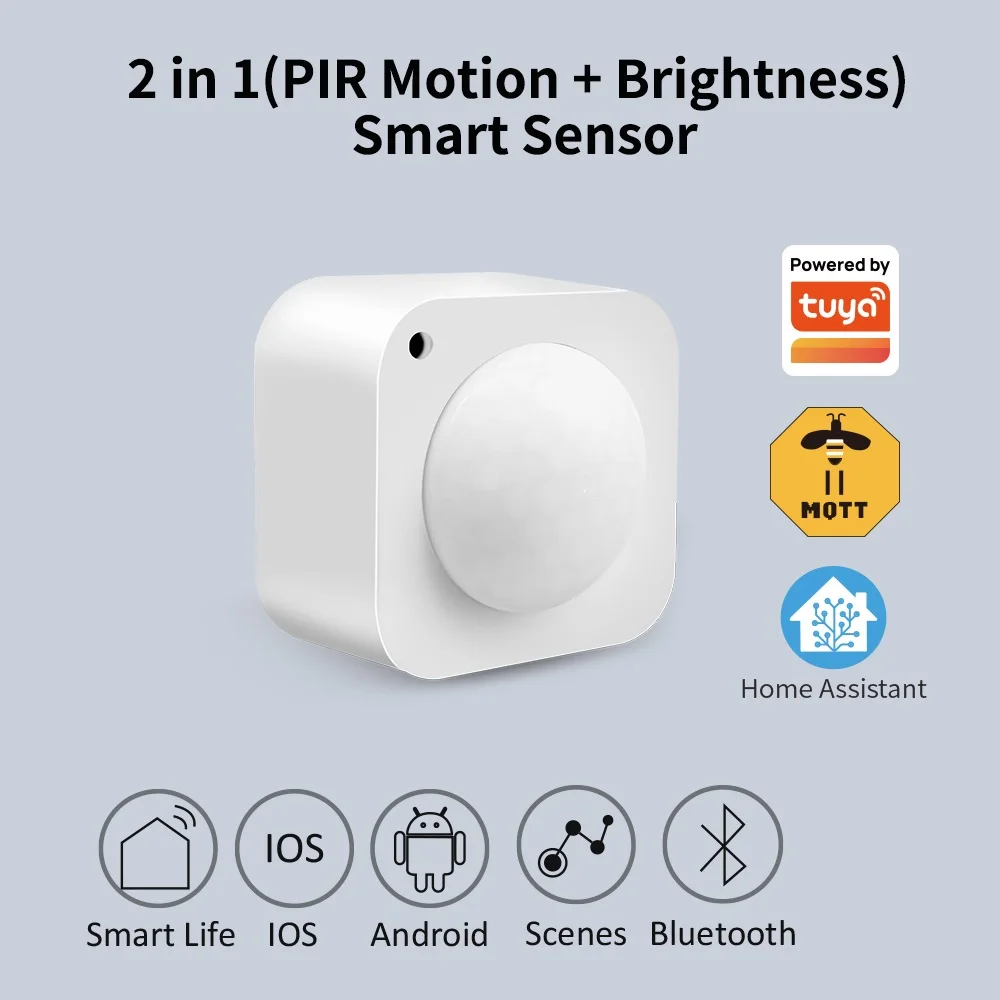 tuya ZigBee 2in1 PIR умный датчик движения яркости детектор движения человека встроенный датчик света работает с домашним помощником