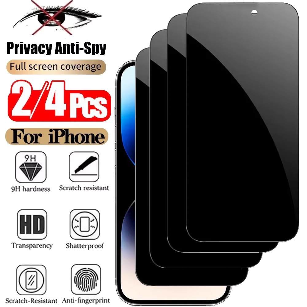 NNBILI Protector de pantalla de privacidad para iPhone 17 Pro Max vidrio antiespía para iPhone 16 15 14 13 12 11 Pro Max película de privacidad iPhone 17