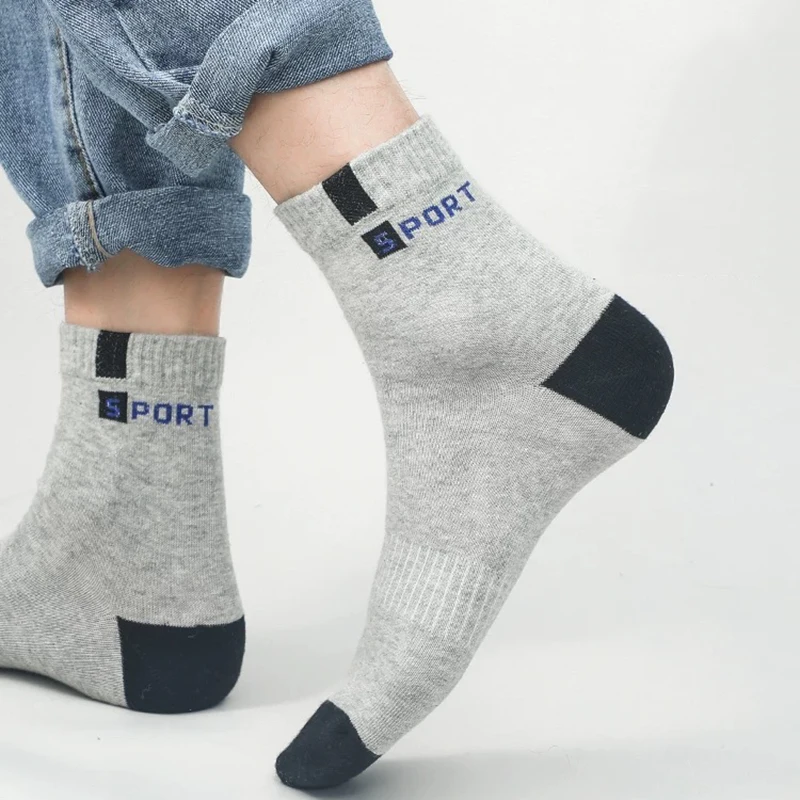 5 pares de calcetines de fibra de bambú para otoño e invierno para hombre, calcetines deportivos de algodón transpirables, calcetines de negocios desodorantes transpirables de talla grande 38-47