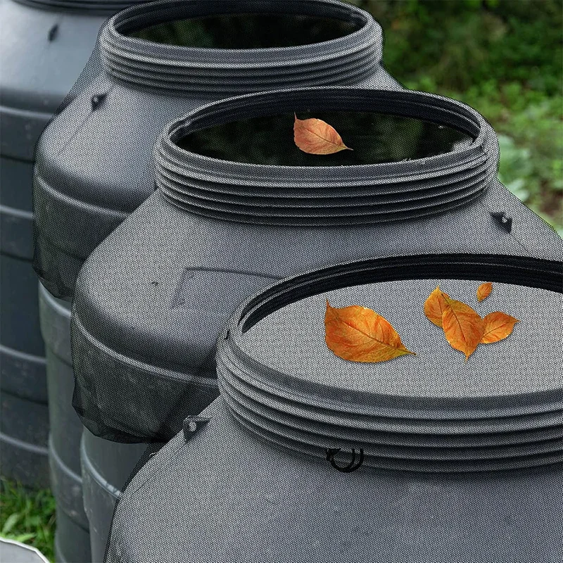 Cubiertas de cubo de agua con pantalla de barriles de lluvia, cubierta de red de tanque de colector de agua de lluvia, red de cubo de recolección de agua de lluvia con cordón