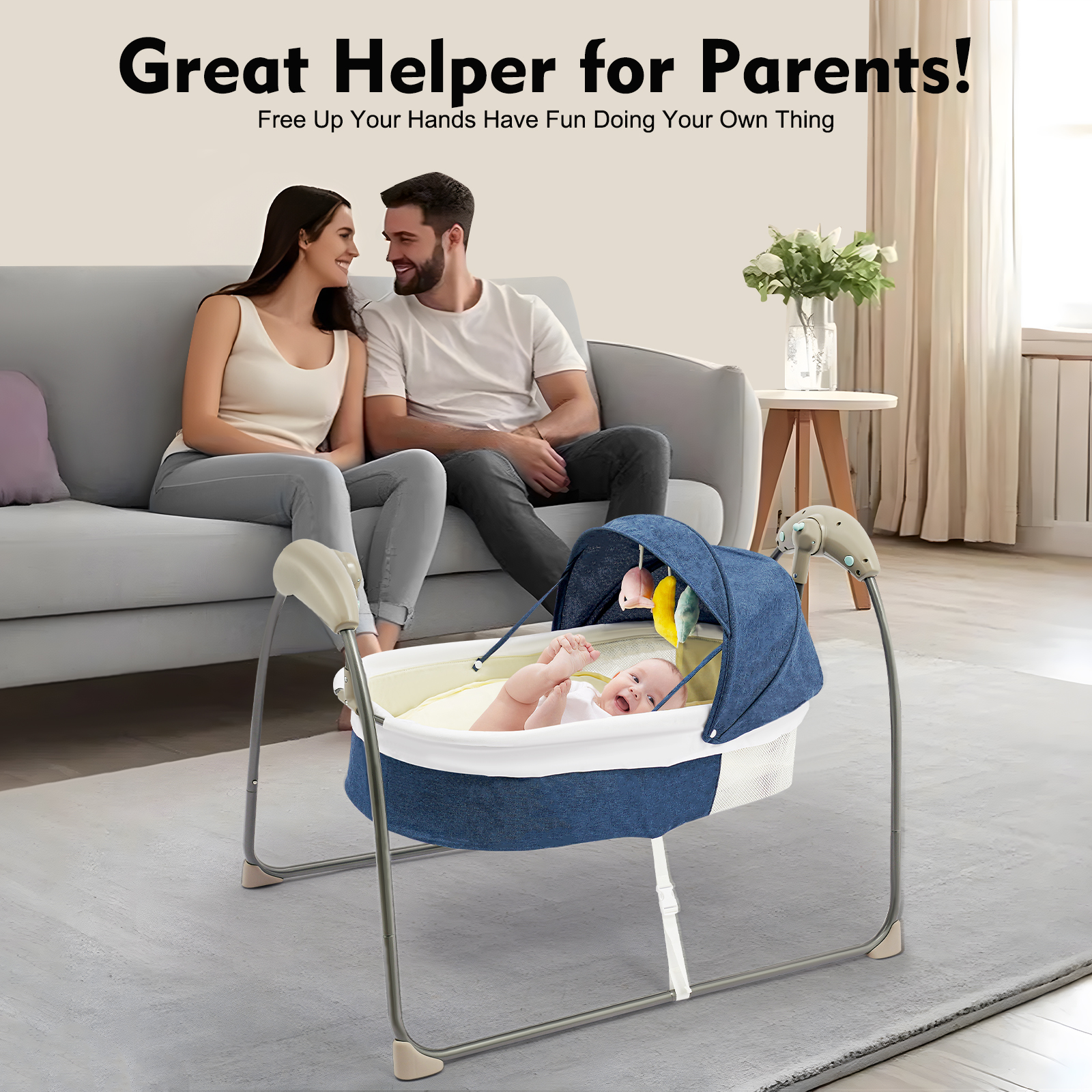 Vide-bébé électrique, berceau pour nouveau-né, lit à bascule avec moustiquaire et chaise longue télécommandée