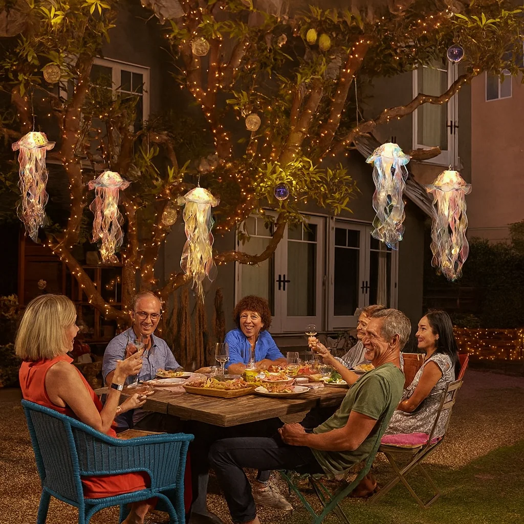 Lampe LED suspendue en forme de méduse dégradée, veilleuse colorée faite à la main, pour décoration intérieure et extérieure de jardin, Festival