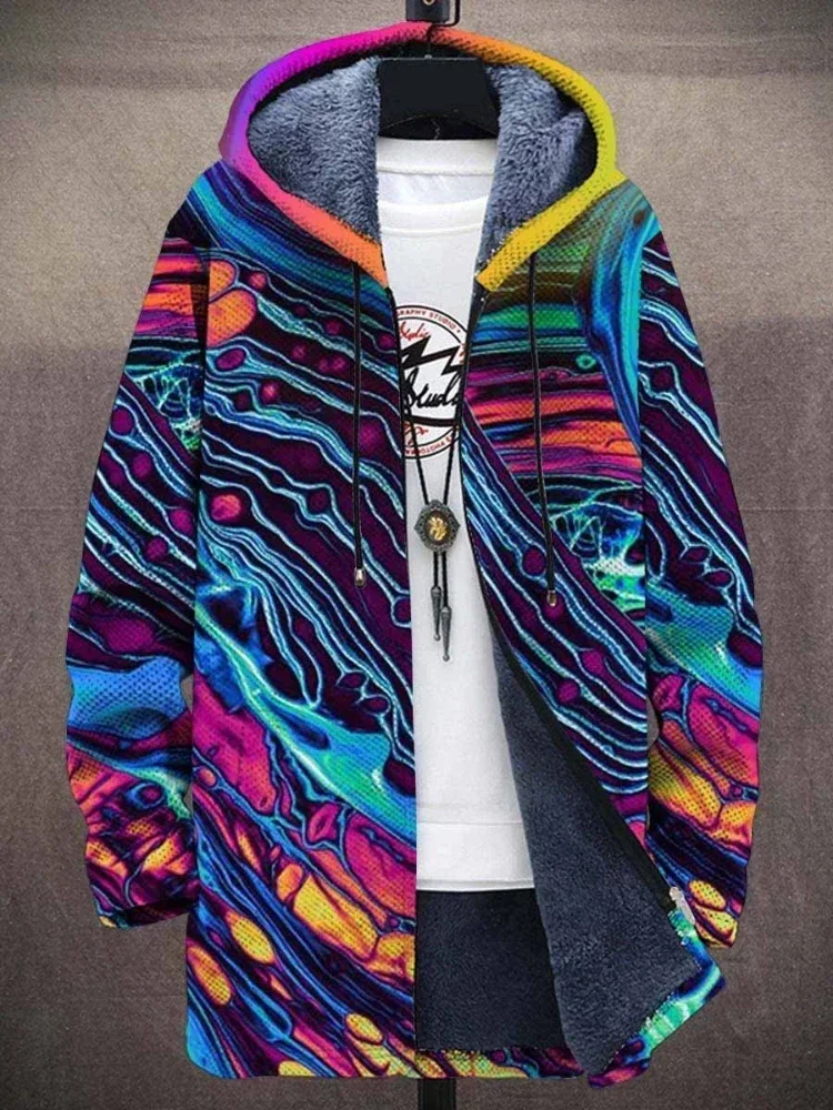 Cárdigans para hombre, abrigos de estilo japonés con gráficos coloridos, estampado de felpa grueso, ropa de calle informal de invierno, ropa Unisex