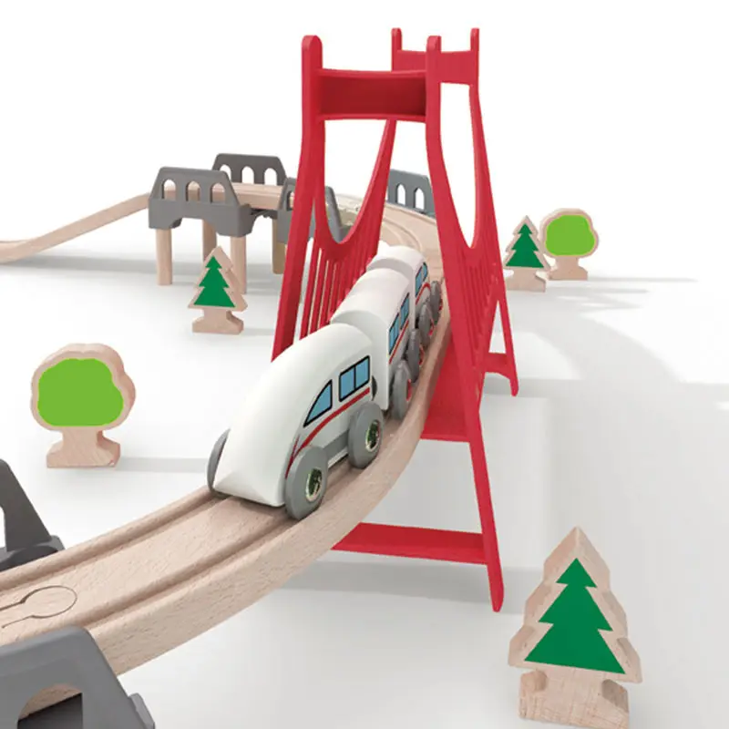 木製橋トンネル都市鉄道高架交通車のおもちゃのシーン結合列車レールトラック木製アクセサリーブナターンテーブル DIY