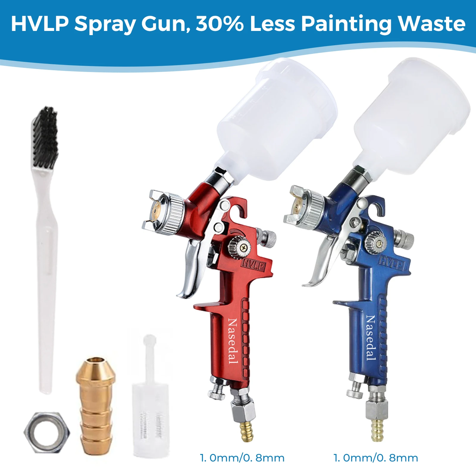 Pistola Spary de 0,8mm/1,0mm, Mini pistola pulverizadora HVLP, aerógrafo de pintura, alimentación por gravedad para pared, pintura de coche, decoración de pasteles de uñas, pintura