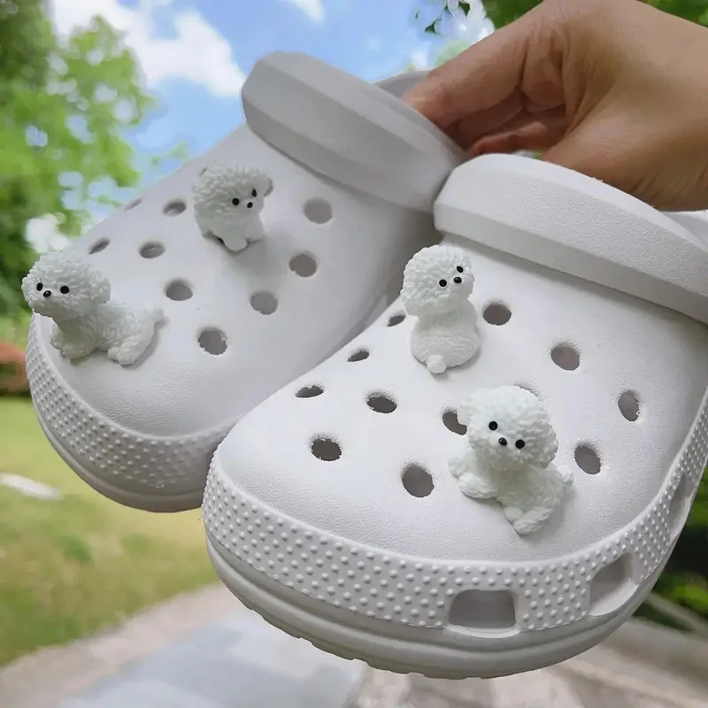 3D น่ารัก Mini Puppy รองเท้าชุดตกแต่งที่ถอดออกได้ Diy Bichon Frise ตุ๊กตาสุนัขอุปกรณ์เสริมใช้สําหรับ Clogs, Holiday Party ของขวัญ