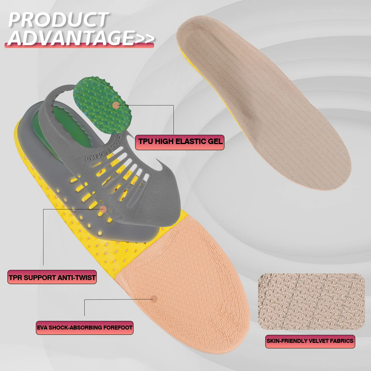 Palmilhas ortopédicas EVA para pés chatos e fascite plantar | Palmilhas de corrida para homens e mulheres | Almofada de sapato respirável e absorvente de choque