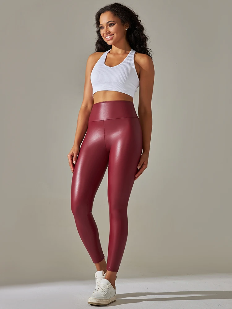 ผู้หญิงใหม่ PU หนังกางเกง Multicolor สูงเอวหนัง Leggings Plus ขนาดบางผอมเซ็กซี่กางเกงหนังกางเกง