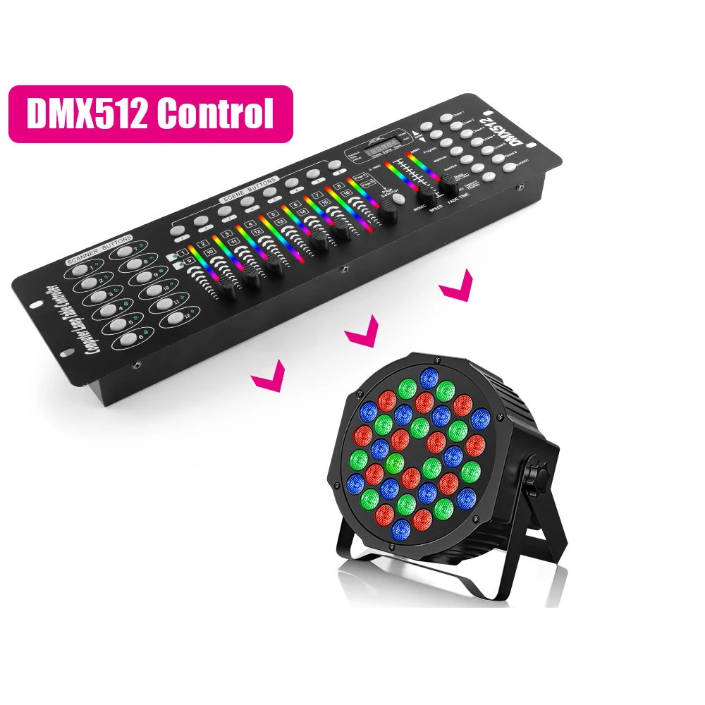 U'King 4PCS 36LED Par Light DMX512 RGB LED Uplights Battery Powered Uplighting Rechargeable Stage Light for DJ Disco KTV Party