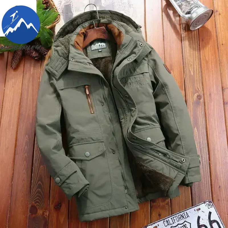 Winter Parka Männer Windjacke Fleece Dicke Warme Pelz Mäntel Männlichen Retro Mit Kapuze Streetwear Mäntel männer Winddicht Jacken 6xl