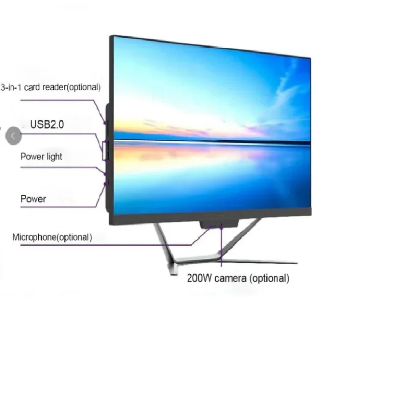 Fabricante fijado en un ordenador para juegos Pc todo en uno China I3 I5 I7 I9 21,5 23,8 Touch Desktop All Black Business SSD Jack 3,5
