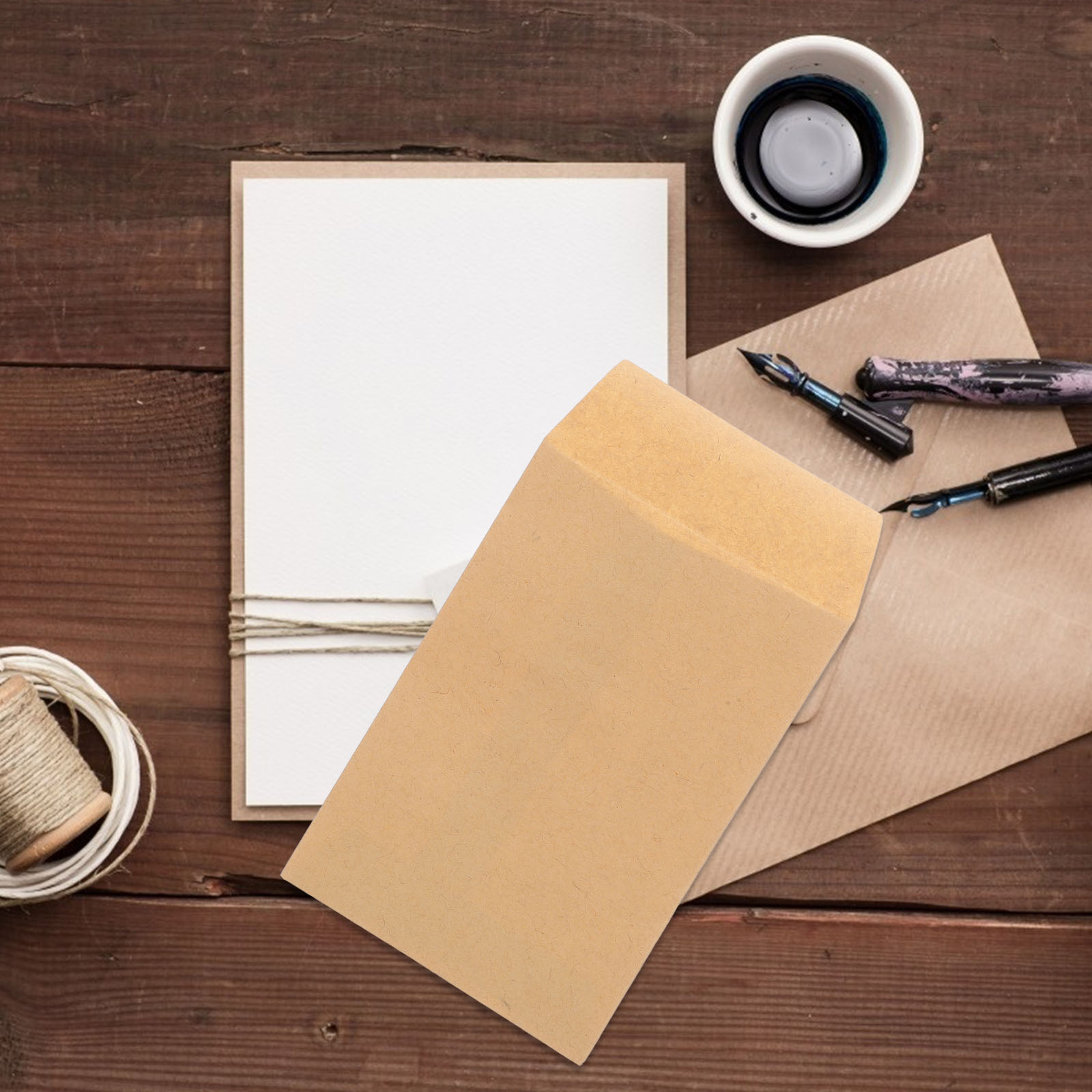 100 個シード封筒ギフトカードコイン収納ミニ封筒小さなクラフト紙マネー郵送オフィス