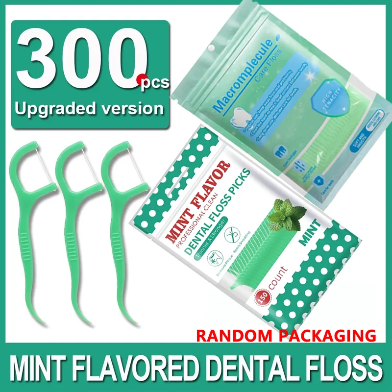 300 Uds. Palillos de hilo Dental para adultos con sabor a menta palillos de hilo Dental ultrafinos hilo de palillo de dientes portátil para el hogar y los viajes Dental