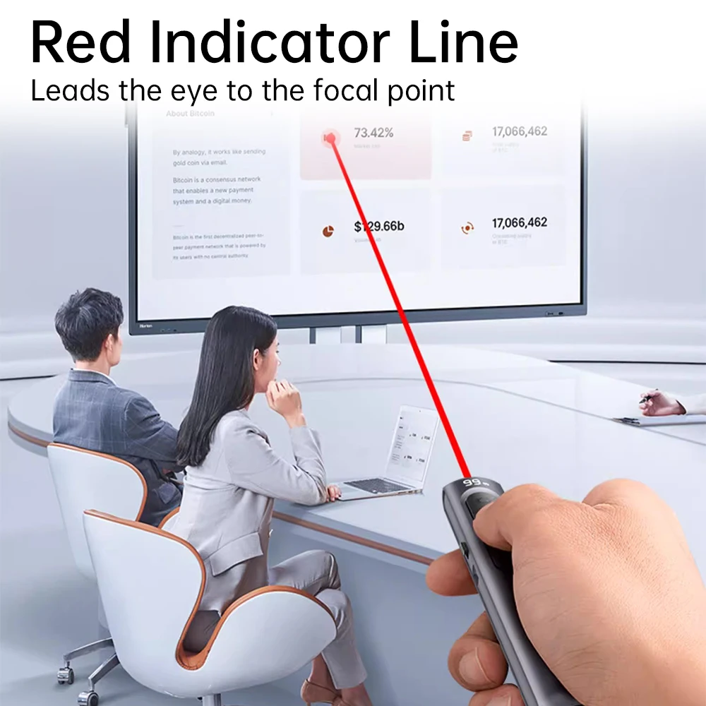 Wireless Remote Control Slide Page Turner SUB Rechargeable Digital Display Remote Page Turner Clicker Volume Controller
