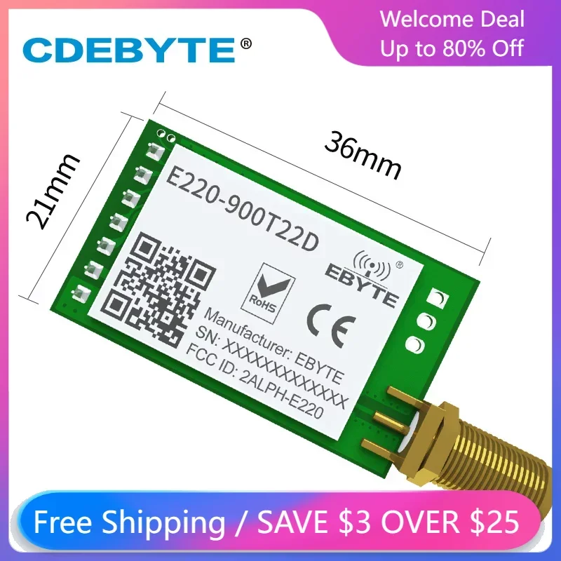 5 teile/los E220-900T22D-V1.2 Drahtlose UART Modul RSSI ISM 868 MHz 915 MHz 22dBm LoRa Spread Spectrum Interface SMA-K Antenne IoT