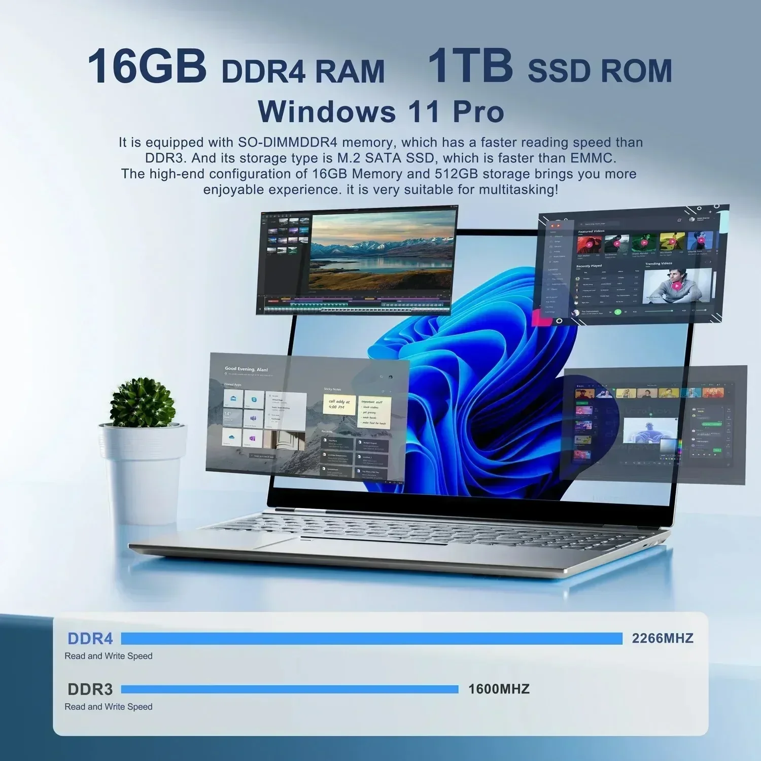 Notebook Powerhouse de oficina para videojuegos de 16 ", 2560x1600, 16GB de RAM, CPU Intel N5095/N95, Windows 11 Pro, portátil ligero de alto rendimiento
