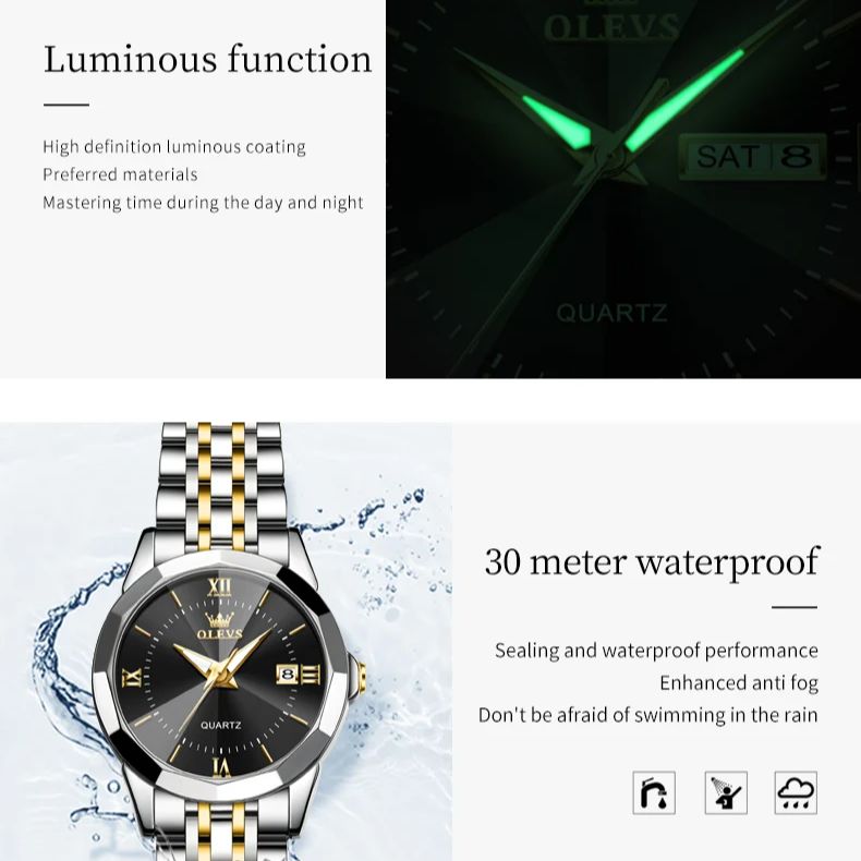 OLEVS парные часы пара для мужчин и женщин календарь из нержавеющей стали его и ее часы Классическая мода парные Искусственные часы подарок