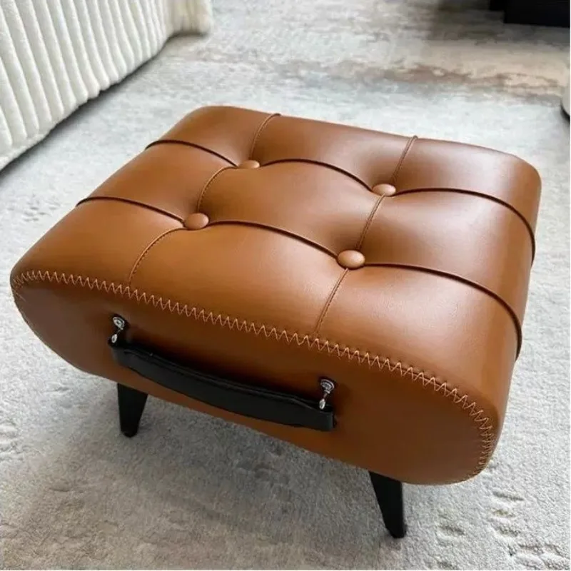 Stołek do przewijania butów, próg do drzwi, miękka torba do salonu, minimalistyczna sofa, podnóżek, lekka luksusowa skórzana grafika, niski stołek