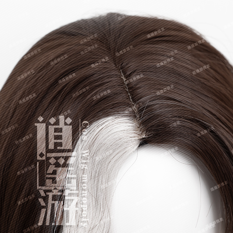 コスプレ用合成かつらとかつらキャップ,バーメイドデミ,耐熱性,茶色,白,アニメ,ハロウィーンパーティー,ID v,40〜45cm