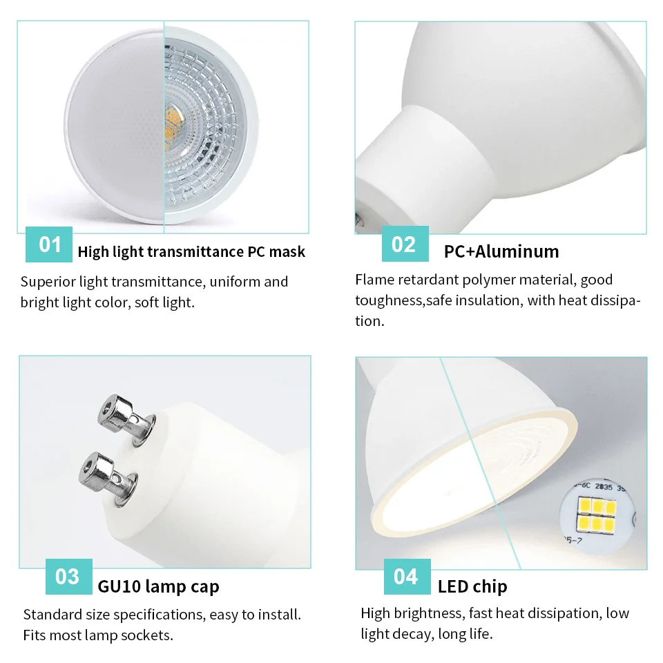 6PCS LED Spot Light GU10 AC220V AC175-265V 120/38 Degree LED Lighting No Flicker Light 3W 6W 9W 12W Replaceable 50W Halogen Lamp