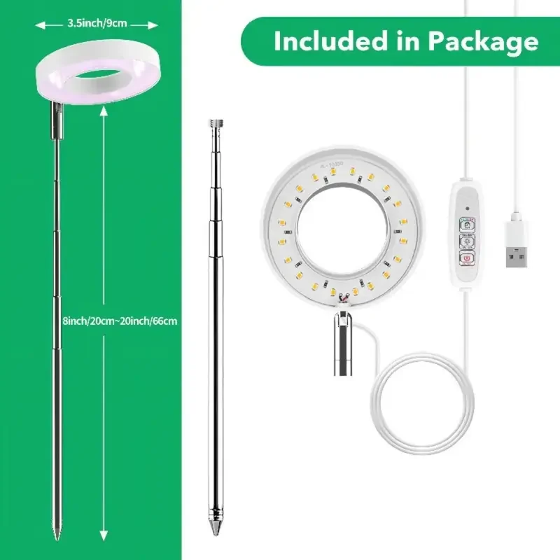 Adjustable LED Grow Light 2/4/8H On/Off Timer Full Spectrum Desk Lamp for Indoor Plants Height Adjustable Garden Decor