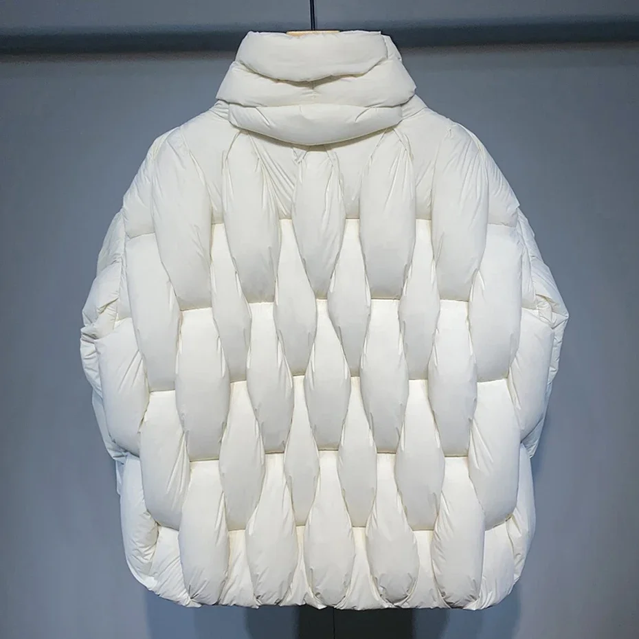 Mens หนา Parkas แจ็คเก็ตผู้หญิง Luxury Designer Square สานคอเสื้อแจ็คเก็ตสบายๆขนาดใหญ่ WARM PUFFER Bubble Coat