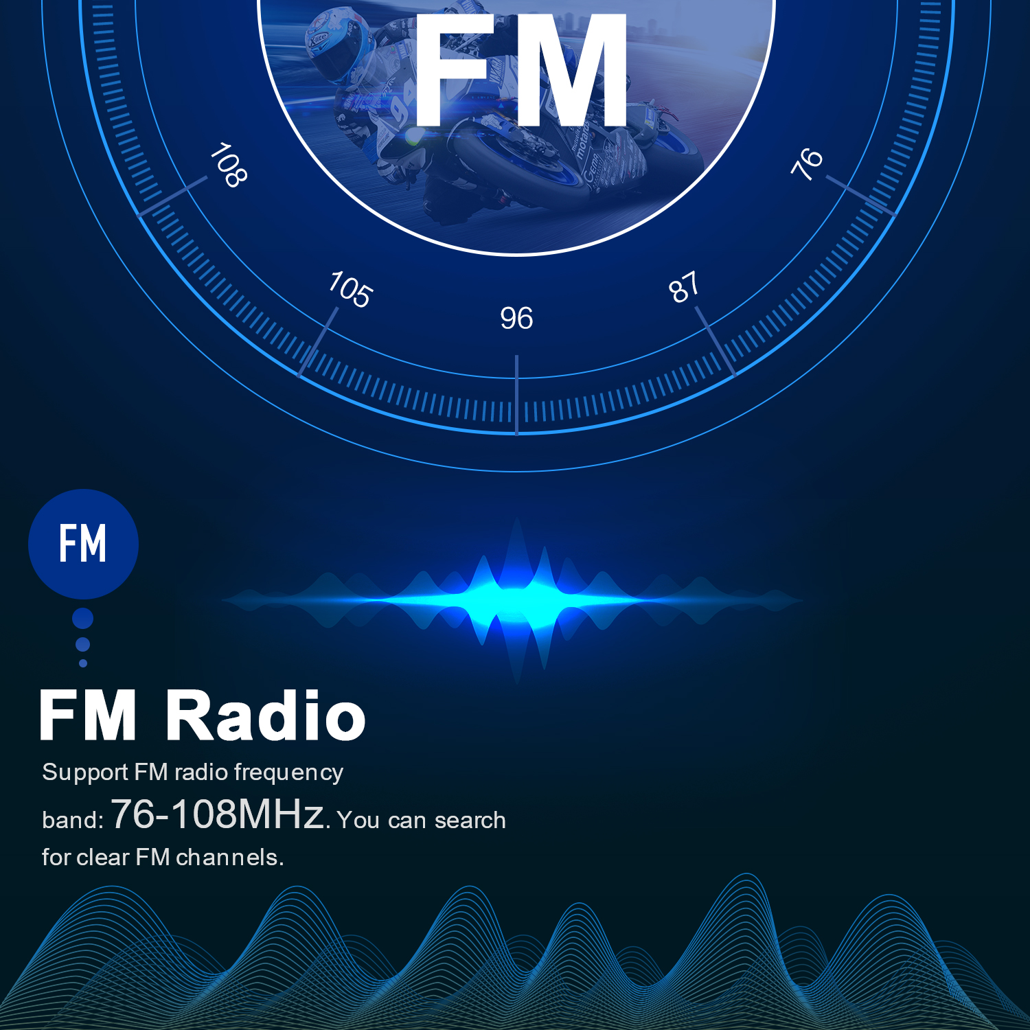 Fodsports V6S Intercomunicador Moto Casco Auricular Bluetooth 6 Riders 1000m Impermeable Interphone Inalámbrico,BT5.0,Radio FM,Tipo-C.