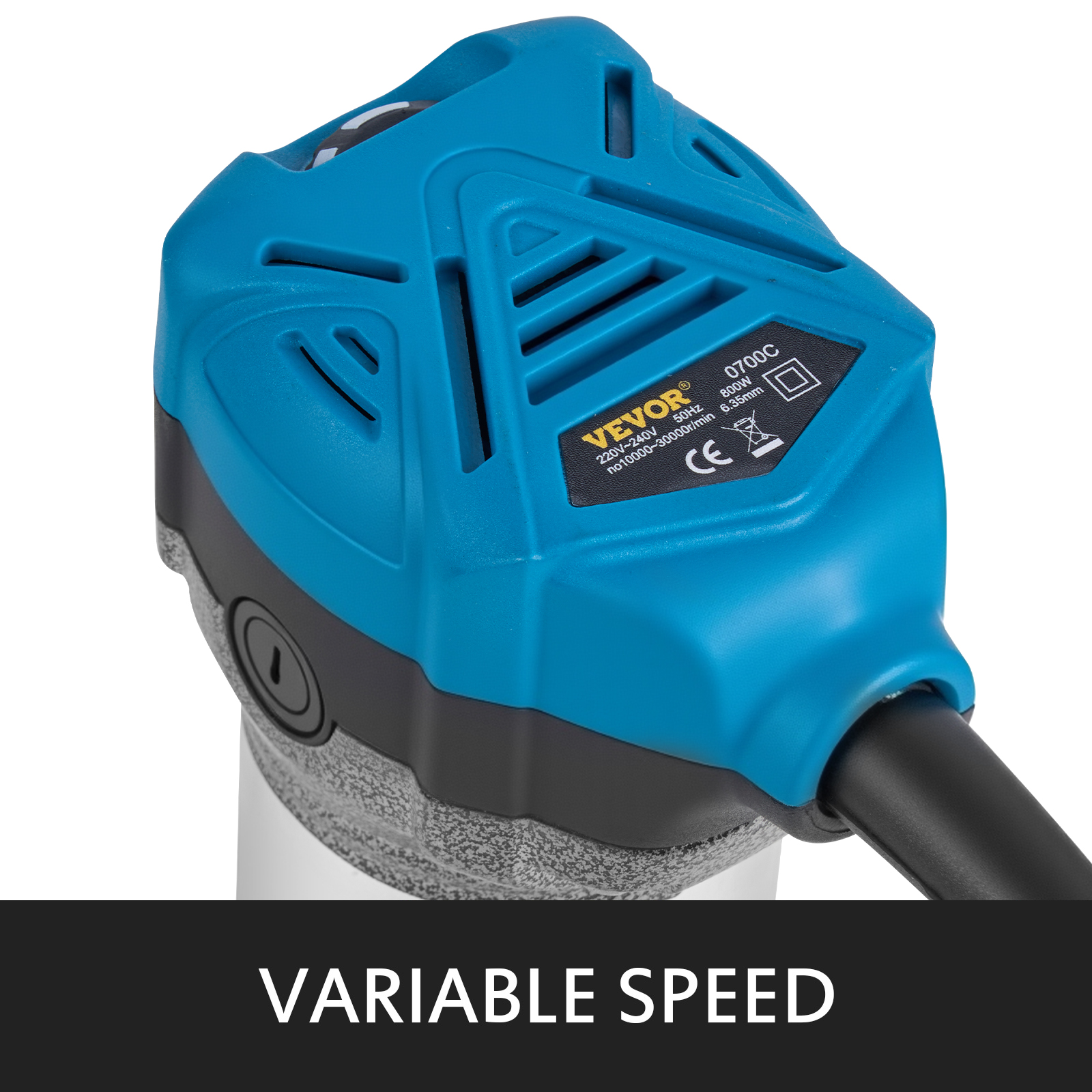 VEVOR 800W Soft Start Compact Router Kit Variabele snelheid 10000-30000 Rpm met vaste basis, duikbasis, kantelbasis en aanoffsbasis