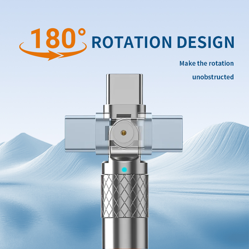 120W Fast Charging Type C Cable 6A Liquid Silicone Cable 180 Degree Rotating Connector Compatible with Xiaomi Huawei Samsung