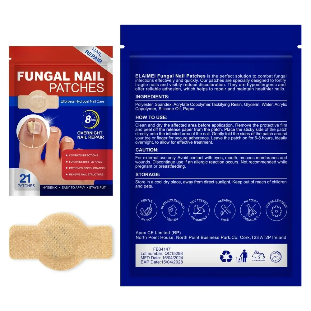 21 Uds parche para hongos en las uñas de los pies parches impermeables para reparación de uñas pegatinas de corrección encarnadas para uñas descoloridas o dañadas