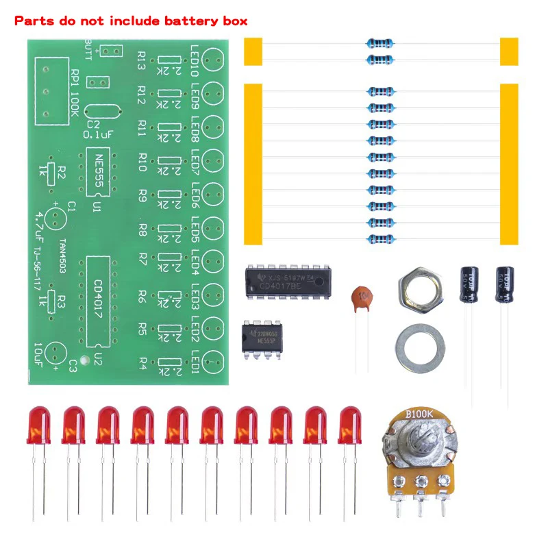 NE555 + CD4017 LED Flow Lamp circuito di saldatura Kit fai da te Set di componenti elettronici Kit di allenamento per saldatura