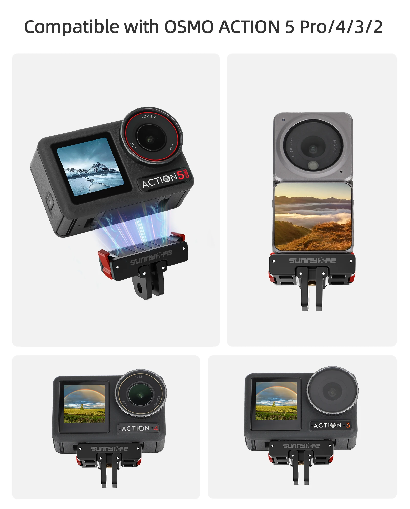 Магнитное крепление-адаптер для DJI OSMO360 Action 5Pro 4 3, складное быстросъемное крепление, адаптер для штатива, аксессуары для крепления