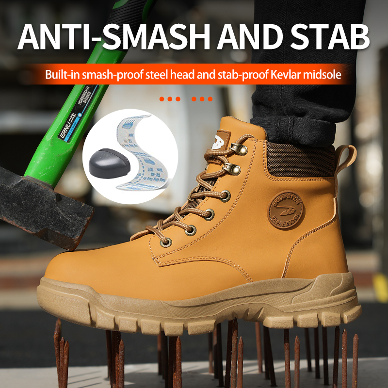 Sapatos de segurança sapatos de trabalho dedo do pé de aço homens botas de trabalho de proteção contra punctura anti-esmagamento proteger botas de segurança indestrutíveis leve