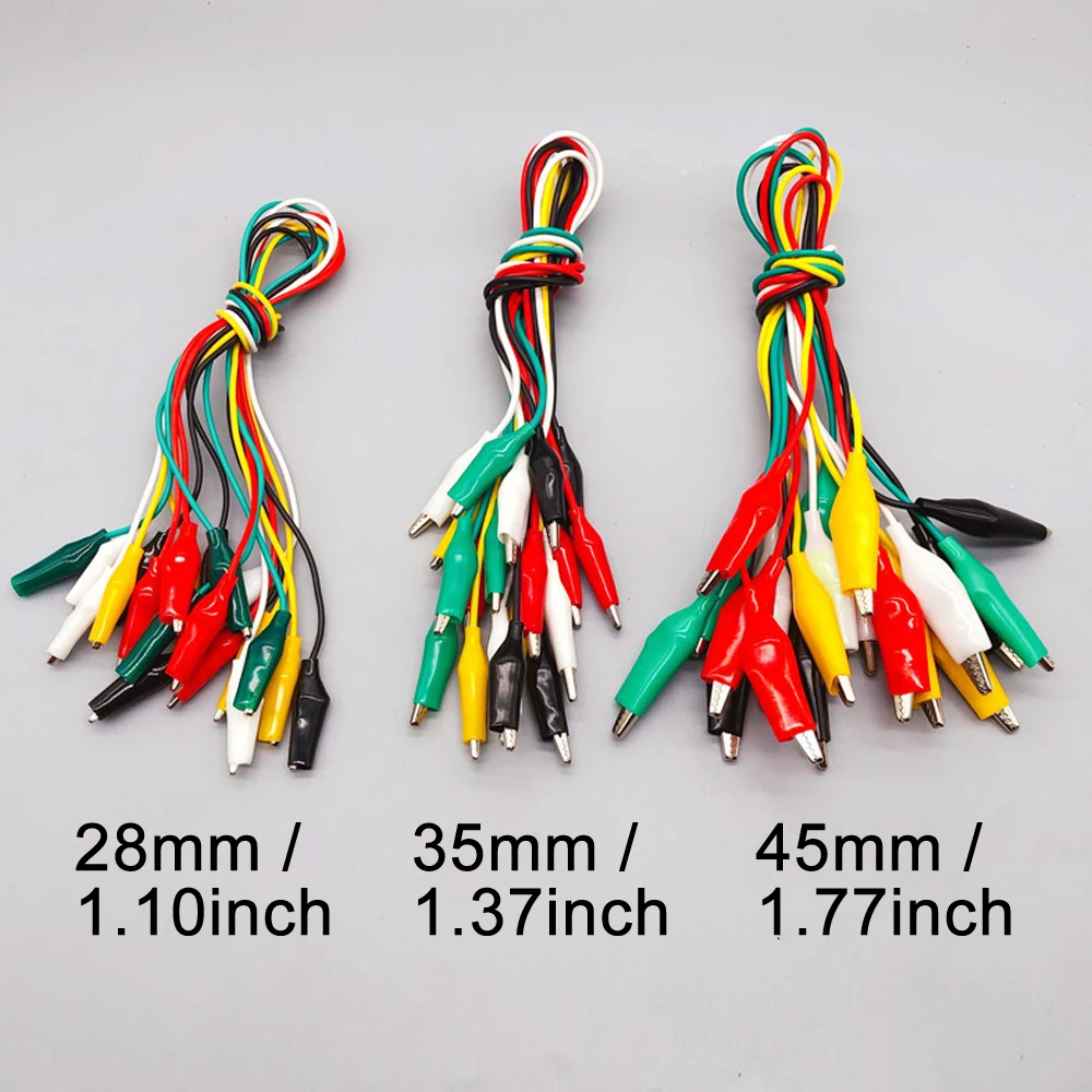 10 peças 50cm clipe número 28/35/45mm clipes de jacaré com fios, fios de ligação com clipes de jacaré para clipe de jacaré elétrico