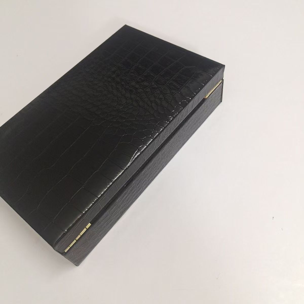 Couro estampado de crocodilo com caixa de embalagem de madeira universal para armazenamento de produtos de saúde capa flip 25x15x6cm