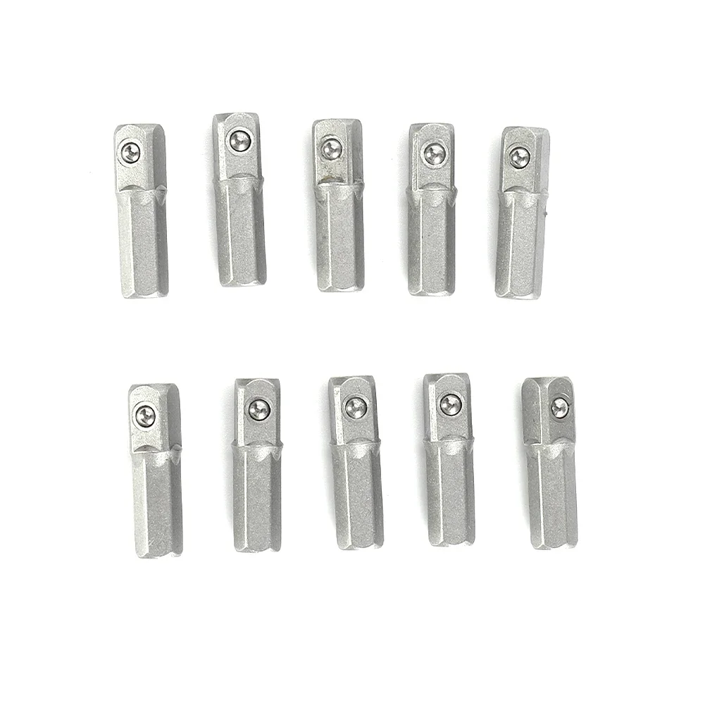 10 pçs 25mm longo impacto soquete adaptador conversor 1/4 "hex haste para 1/4" unidade quadrada hexágono lidar com adaptador conversor ferramentas de broca