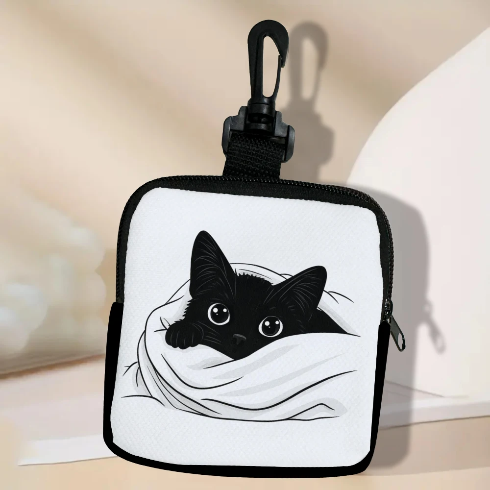 Cartoon Cat Pattern Printed Large Capacity Coin Wallet, Digital Printed Coin Purse Storage Bag Multi-Functional Wallet for Women